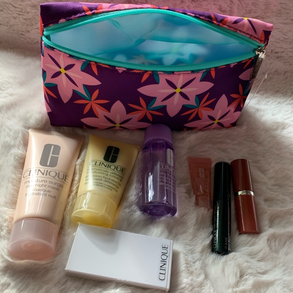 Clinique Skin Care and Make Up Set with Pouch.
